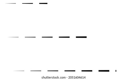 Dashed random parallel straight lines geometric element. Lines, stripes with gaps