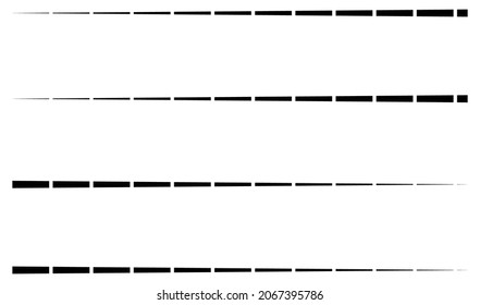 Dashed random parallel straight lines geometric element. Lines, stripes with gaps