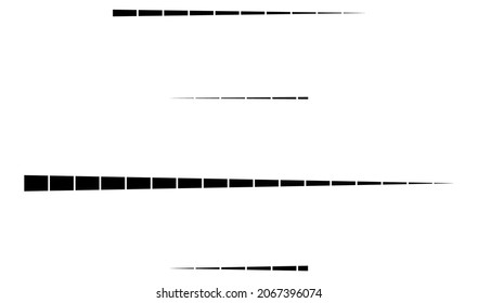 Dashed random parallel straight lines geometric element. Lines, stripes with gaps