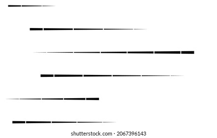 Dashed random parallel straight lines geometric element. Lines, stripes with gaps
