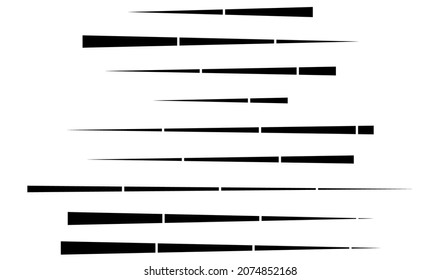 Dashed random parallel straight lines geometric element. Lines, stripes with gaps