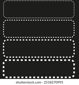 Quadros retangulares tracejados. Formas de caixa com contorno. Bordas tracejadas decorativas. Vetor de quadro geométrico.