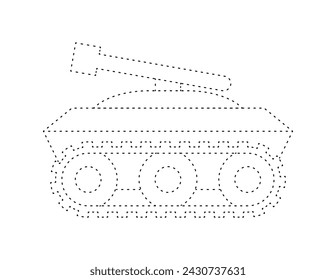 tanque discontinuo para la plantilla del libro de colorear, ilustración del tanque para la hoja de trabajo infantil imprimible