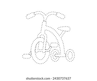 dashed tricycle for coloring book template, children tricycle illustration for kid worksheet printable