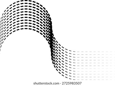 Linhas de onda tracejadas com uma extremidade de linha reta formando uma transição suave.