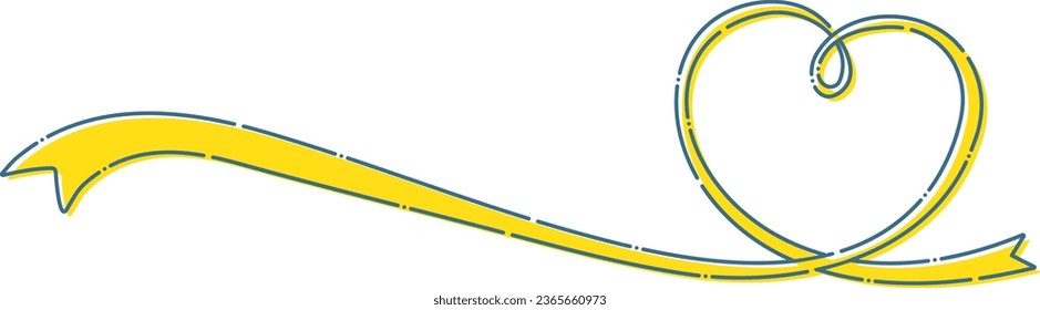 Dashed yellow heart frame made of ribbons