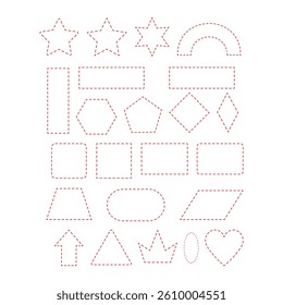 Dashed-Line Geometric Shapes Chart Featuring Various Forms and Arrangements
