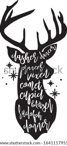  Dasher dancer Prancer vixen Saying Christmas Holiday Saying in a Banner 
