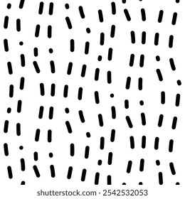 Dashes and dots seamless pattern. Vector lines scribble