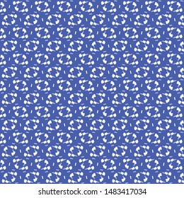 Dashes and rounded abstract elements on blue surface. Textile. Paper. Scarf. Vector illustration.