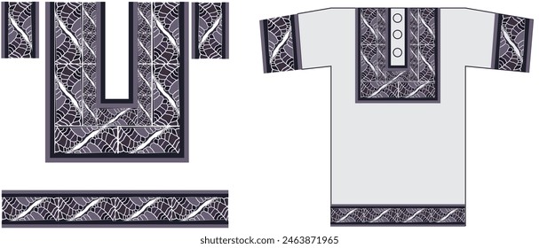 diseño de la camisa dashiki inspirado en la textura de la hoja hecha a mano con el objetivo de la elegancia 