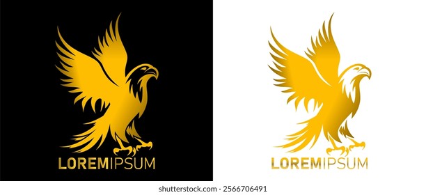 dashing eagle logo with dark and light background template, vector