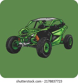 dashing green color sxs vehicle vector illustration design