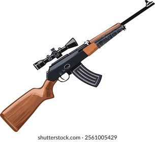 a dashing rifle with an aim