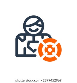 Ilustración del icono del vector de caracteres de superhéroes de caída