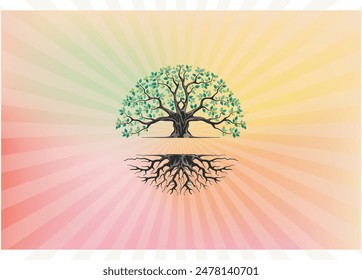 a dashing tree logo with sparkling light