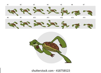 Dashing turtle. Classic animation of running turtle.
