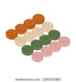 Dasik Korean traditional cake illustration logo