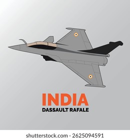 Dassault Rafale. India Fighter Jet, Aeronave de combate moderna. Imagem estilizada de um jato de combate sobre um fundo branco. Imagem vetorial para impressões, cartazes e ilustrações.