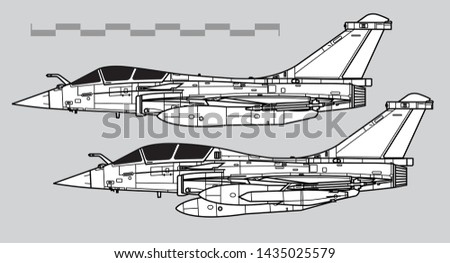 Dassault RAFALE. Outline vector drawing