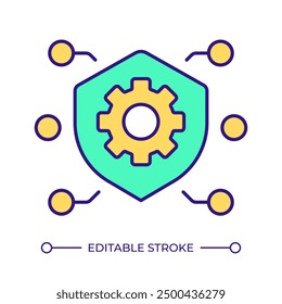 Icono de color DAST RGB. Pruebas de seguridad de aplicaciones dinámicas. Desarrollo de software, vulnerabilidad de malware. Garantía de calidad. Ilustración vectorial aislada. Dibujo de línea relleno simple. Trazo editable