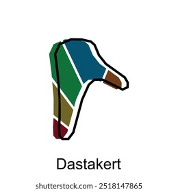 Vector del mapa de la ciudad de Dastakert, Plantilla estilizada del diseño del mapa del esquema, conveniente para su diseño, marca, y etc