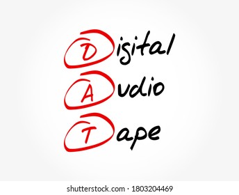 DAT: acrónimo de cinta de audio digital, fondo de concepto de tecnología