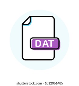 DAT file format, extension color line icon. Vector illustration