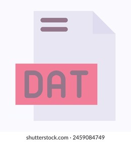 DAT File Format Vector Icon, Isolated On Abstract Background.
