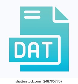DAT File Format Vector Icon, Isolated Gradient Vector Icon.