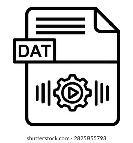 DAT file icon with gear and play button symbol, representing data and video playback