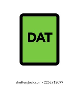 DAT file icon line isolated on white background. Black flat thin icon on modern outline style. Linear symbol and editable stroke. Simple and pixel perfect stroke vector illustration.