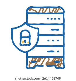 data access control database doodle icon sketch vector. data access control database sign. isolated symbol illustration