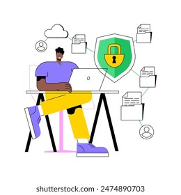 Data access isolated cartoon vector illustrations. Data access and cybersecurity, data loss prevention industry, network encryption, IT technology, computing service, DLP idea vector cartoon.