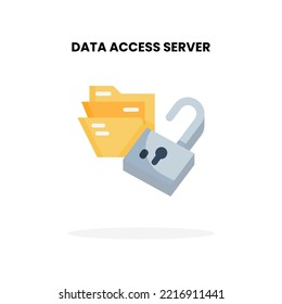 Data access server flat icon. Vector illustration on white background. Can used for digital product, presentation, UI and many more.