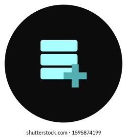 Data add, new and database. Black solid icon for Data add, server, logo, data, new and database