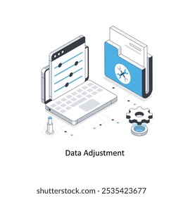 Datenanpassung - isometrische Stockgrafik. EPS-Datei Stockgrafik