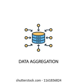 Data Aggregation concept 2 colored line icon. Simple yellow and blue element illustration. Data Aggregation concept outline symbol design from big data set