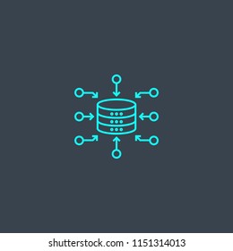 Data Aggregation concept blue line icon. Simple thin element on dark background. Data Aggregation concept outline symbol design from Big data set. Can be used for web and mobile UI/UX