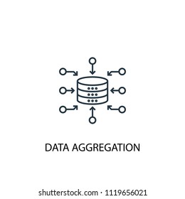 Data Aggregation concept line icon. Simple element illustration. Data Aggregation concept outline symbol design from Big data, database set. Can be used for web and mobile UI/UX