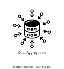 Data Aggregation doodle Icon Design illustration. Networking Symbol on White background EPS 10 File