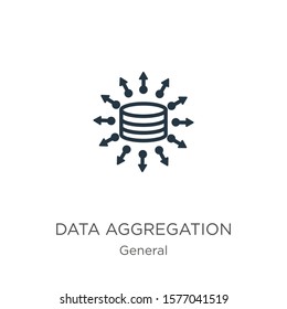 Data aggregation icon. Thin linear data aggregation outline icon isolated on white background from general collection. Line vector sign, symbol for web and mobile