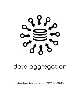 data aggregation icon. Trendy modern flat linear vector data aggregation icon on white background from thin line general collection, editable outline stroke vector illustration