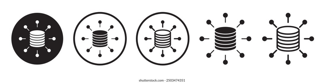 Data aggregation line icon vector set.