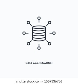 data aggregation outline icon. Simple linear element illustration. Isolated line data aggregation icon on white background. Thin stroke sign can be used for web, mobile and UI.