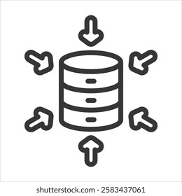 Data Aggregation Outline Icon Vector Illustration