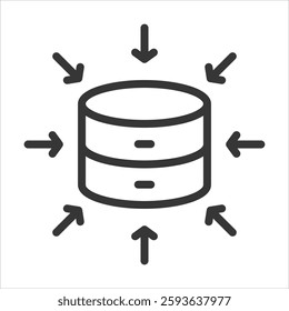 Data Aggregation Outline Icon Vector Illustration