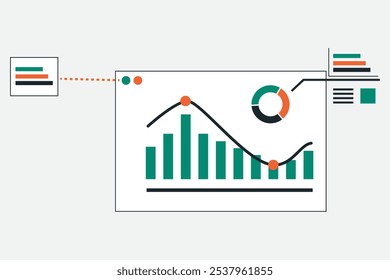 Data analitycs search and SEO graphic icons vector illustration.