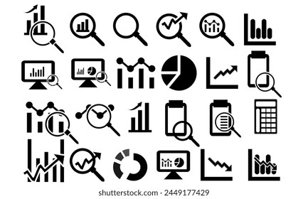 data analys icon set. Diagrams or graphs line icon set. For website marketing design, app, template, ui, and etc. Replaceable vector design