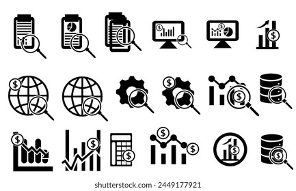 data analys icon set. Diagrams or graphs line icon set. For website marketing design, app, template, ui, and etc. Replaceable vector design